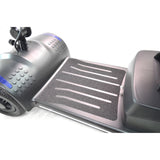 Close-up of the Adventure Scooter floor board and non-slip footplate