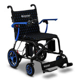 Journey Air Elite carbon fiber folding power chair in Blue, front three-quarter view