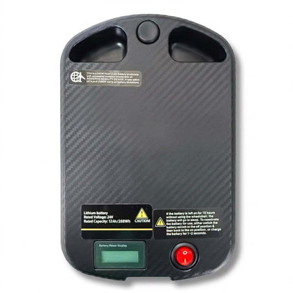 Journey Air Elite Max 12Ah Battery, top view with the label and charge display