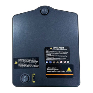 Journey Air Elite 10Ah Battery, battery with its label and power switch