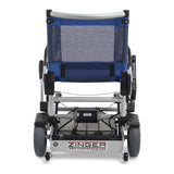 Journey Zinger in Blue seen from the rear, showing the battery tray and the under-seat basket rails