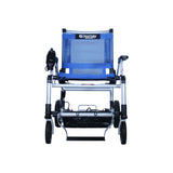 Journey Zoomer in Blue seen straight on from the front, showing the mesh backrest and the 19 inch seat
