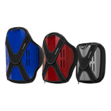 Axiom Back shells in blue, red and gray
