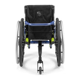 Ki Mobility Little Wave Clik in electric green, rear view with a 5th wheel