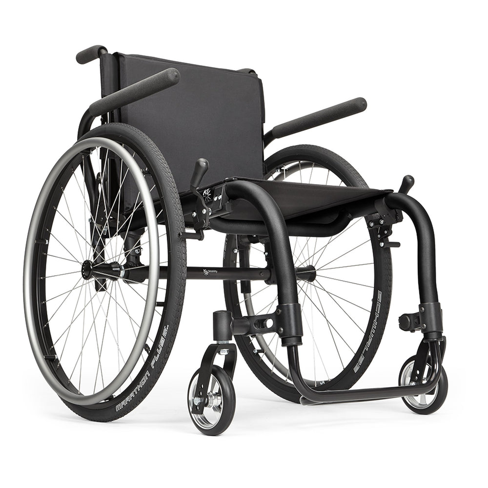 Ki Mobility Rogue ALX in black, front three quarter view