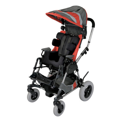 Kid Kart Xpress with an orange canopy and positioning supports