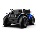 XT4 from the front, in Horizon Blue, showing the LED lights