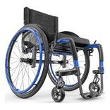 Motion Composites APEX C with Sapphire Blue color accents and matching Air Grip handrims, front three quarter view