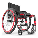 Motion Composites APEX C with Ferrari Red color accents and matching Air Grip handrims, front three quarter view