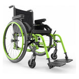 Motion Composites Helio A7 in Acid Green with matching Air Grip handrims, front three quarter view