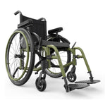 Motion Composites Helio A6 in Khaki Green with matching Air Grip handrims, front three quarter view