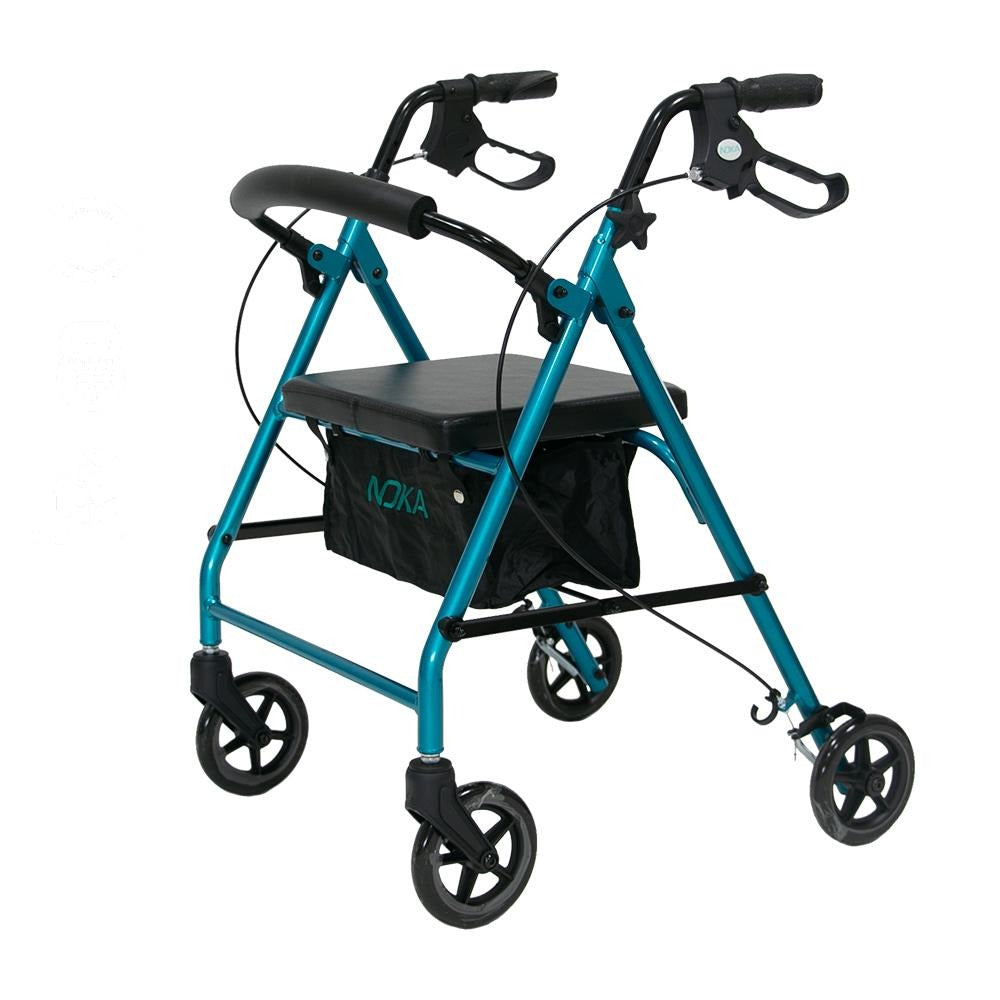 NOKA RollaLite 007 rollator in Caribbean Blue, three-quarter view