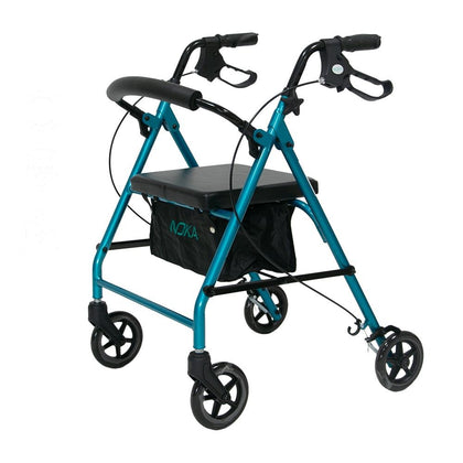 NOKA RollaLite 007 rollator in Caribbean Blue, three-quarter view