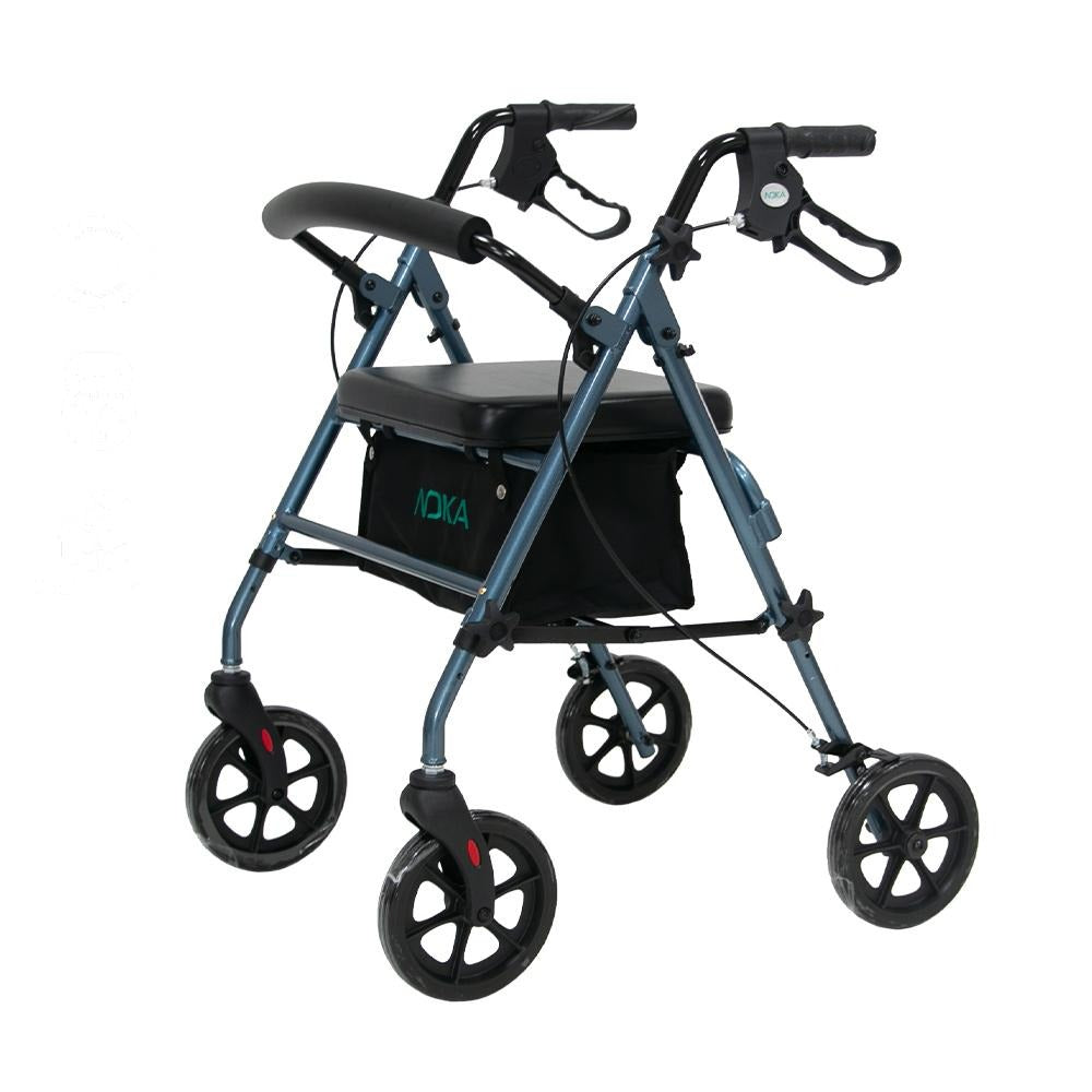NOKA RollaFlex 032 rollator in blue, three-quarter view