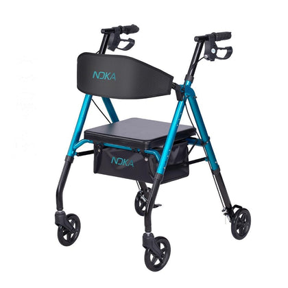 NOKA RollaGo 033 rollator in Caribbean Blue, three-quarter view