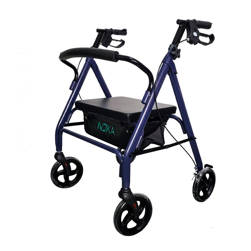 NOKA RollaMax 036 bariatric rollator in blue, three-quarter view
