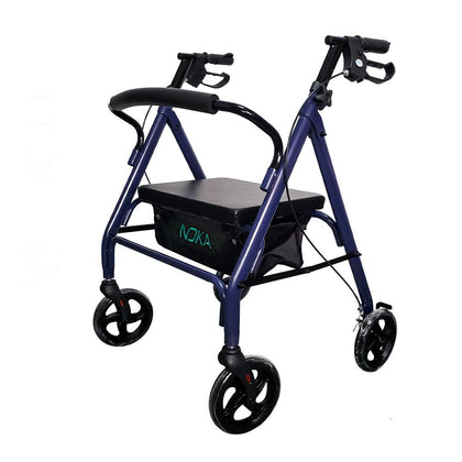 NOKA RollaMax 036 bariatric rollator in blue, three-quarter view