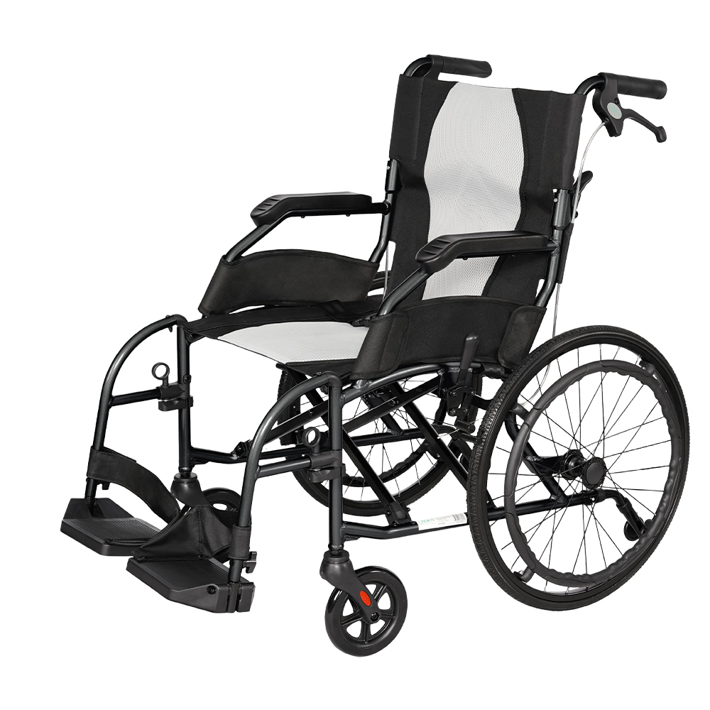 NOKA Traveller 5019 wheelchair in black, three-quarter view