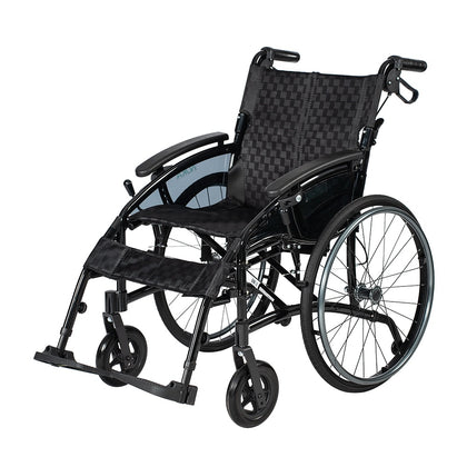 NOKA Axera 5017 lightweight wheelchair in black, three-quarter view