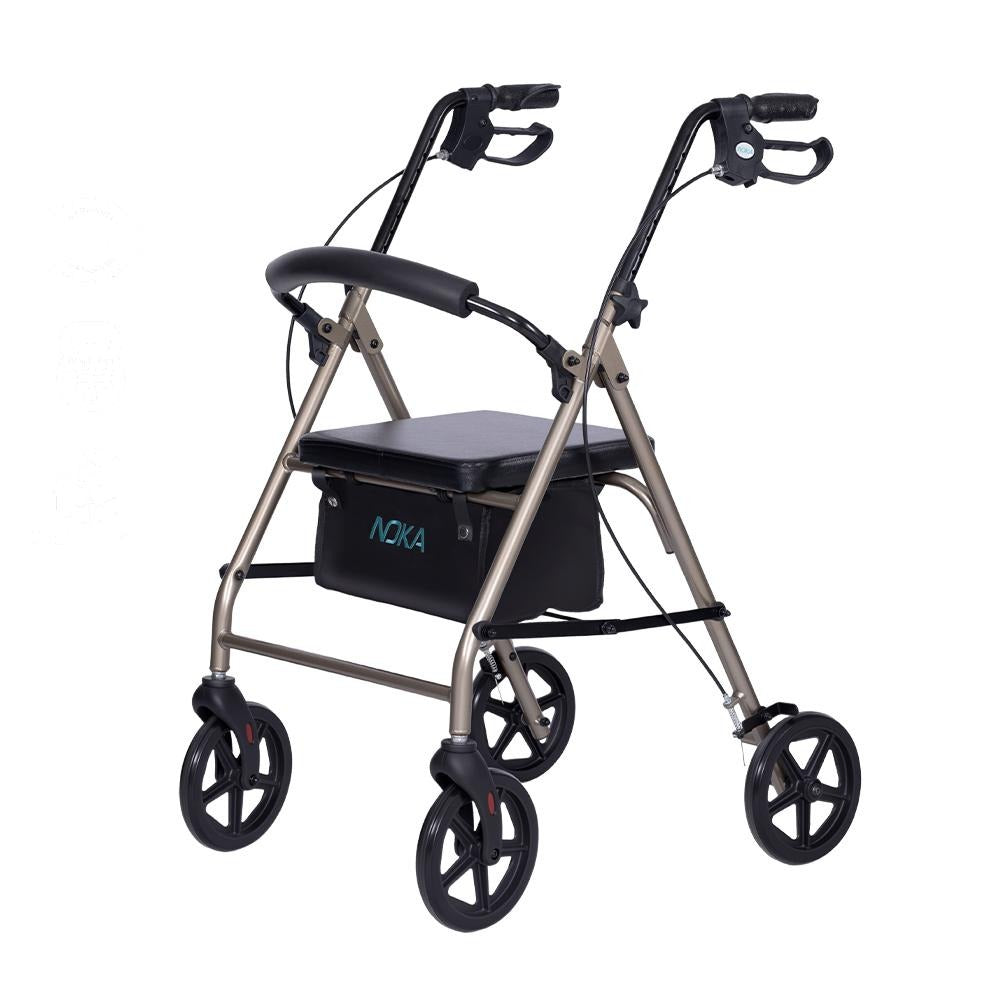 NOKA RollaLite E007 rollator in Champagne, three-quarter view