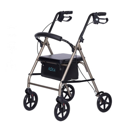 NOKA RollaLite E007 rollator in Champagne, three-quarter view