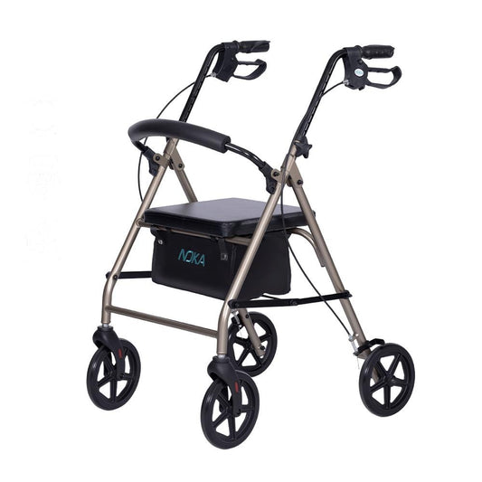 NOKA RollaLite E007 rollator in Champagne, three-quarter view