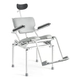 Nuprodx MC3000 Tilt shower commode chair with headrest and seat-mounted footrests
