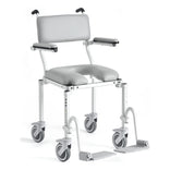 Nuprodx MC4000 mobile shower commode chair on four casters
