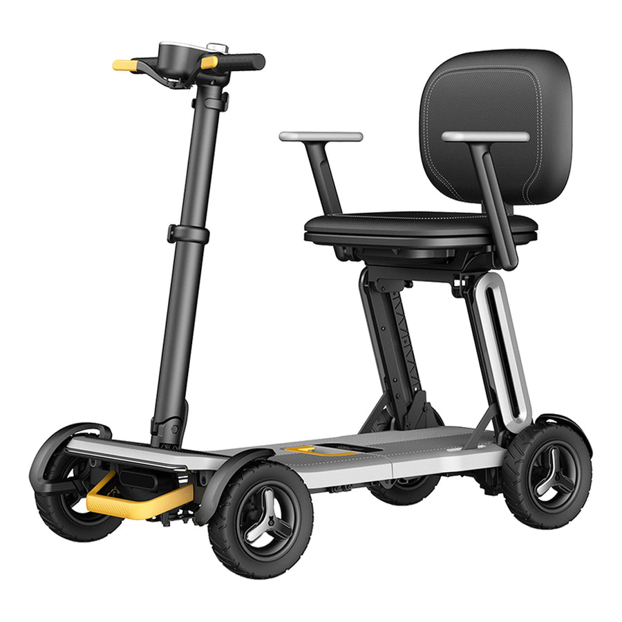 Paiseec L5 folding 4-wheel mobility scooter in silver, from the front left