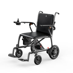 Paiseec Q5 carbon fiber folding electric wheelchair in black, from the front left