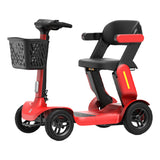 Paiseec S3 folding 4-wheel mobility scooter in red, with the front basket