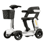 Paiseec S3 folding 4-wheel mobility scooter in white, with the front basket