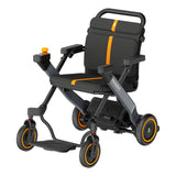 Paiseec W1 2-in-1 electric wheelchair in gray with orange trim, from the front left