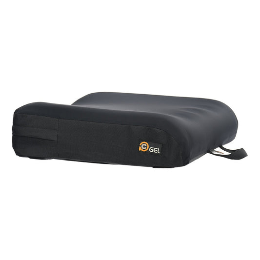 Merits PC Gel wheelchair cushion in its cover, three-quarter view
