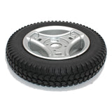 Permobil wheel, 3.00 x 8, solid, black, silver rim, part 323556-99