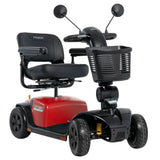 Pride Victory Platinum 4-wheel mobility scooter in Cardinal Red, right-facing three-quarter front view