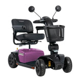 Pride Victory Platinum 4-wheel mobility scooter in Sugar Plum, right-facing three-quarter front view