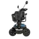 Pride Victory Platinum mobility scooter in Iceberg Blue, three-quarter rear view