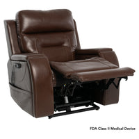 Pride VivaLift Premier lift chair in Sorrento Coffee, reclined watching television