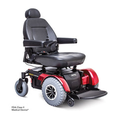 Pride Jazzy 1450 bariatric power wheelchair in Candy Apple Red, three quarter view from the right