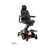 Pride Jazzy Air 2 power wheelchair in Garnet Red, three quarter view from the right