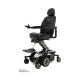 Pride Jazzy Air 2 power wheelchair in Onyx Black, three quarter view from the left