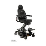 Pride Jazzy Air 2 power wheelchair in Onyx Black, three quarter view from the right