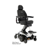 Pride Jazzy Air 2 power wheelchair in Pearl White, three quarter view from the right