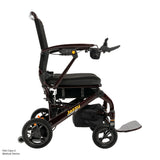 Pride Jazzy Carbon 27 power wheelchair in Black Cherry, profile view from the right
