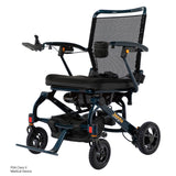 Pride Jazzy Carbon 27 power wheelchair in Night Sky, three-quarter view from the left