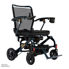 Pride Jazzy Carbon 27 power wheelchair in Night Sky, three-quarter view from the right