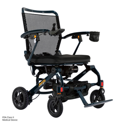 Pride Jazzy Carbon 27 power wheelchair in Night Sky, three-quarter view from the right