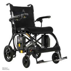Pride Jazzy Carbon 27X power wheelchair in Black, three-quarter view from the right
