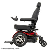 Pride Jazzy Elite 14 power wheelchair in Jazzy Red, side profile from the left